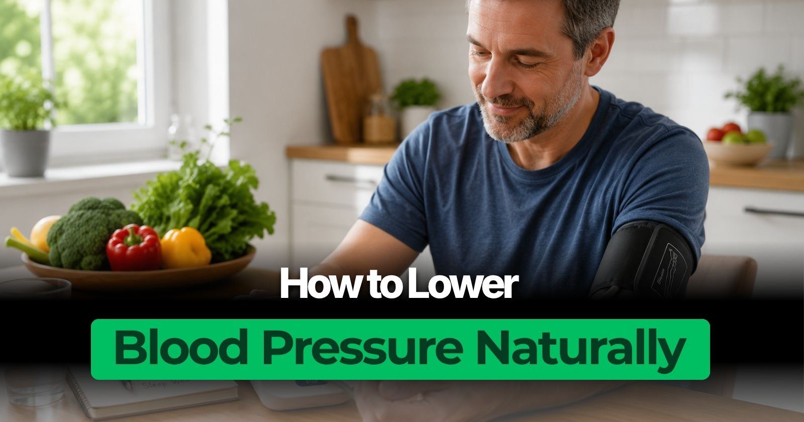how to lower blood pressure naturally without medication 2026 — person using home BP monitor